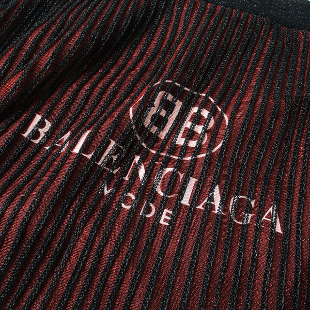 BALENCIAGA バレンシアガ ロゴプリント チュールロングスカート 38/レッド プリーツ ボトムス【2400012571105】 6