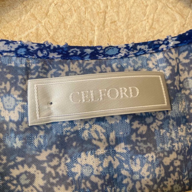 セルフォード CELFORD 小花柄プリントロングワンピース ブルー 38セルフォード