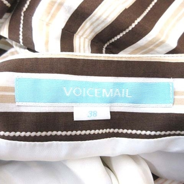 VOICEMAIL(ヴォイスメール)のヴォイスメール フレアスカート ひざ丈 ボーダー タック 38 茶 ベージュ レディースのスカート(ひざ丈スカート)の商品写真