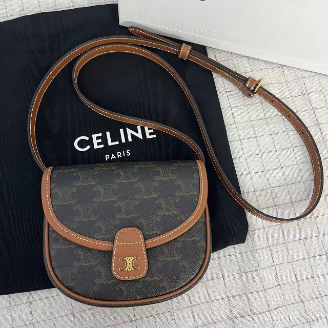 CELINE ミニ ブザス / トリオンフキャンバス＆カーフスキンタン 人気