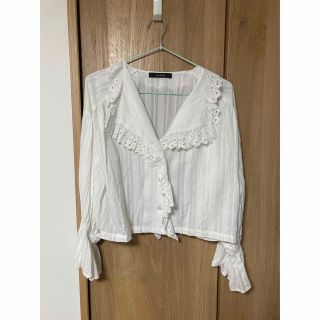 ダブルクローゼット(w closet)のw closet レースフリルカラーショートシャツ(シャツ/ブラウス(長袖/七分))