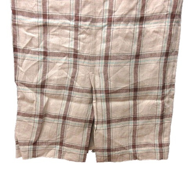 SHIPS(シップス)のシップス タイトスカート ミモレ ロング チェック 麻 リネン 38 ベージュ レディースのスカート(ロングスカート)の商品写真