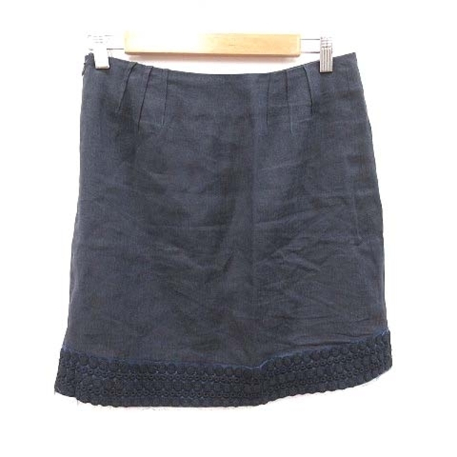 ADORE - アドーア 台形スカート ミニ 刺繍 レース 麻 リネン 36 紺 ...