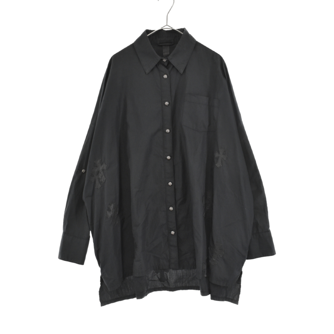 CHROME HEARTS クロムハーツ MAHAL KITA SHIRT マハルキタ クロスパッチクロスボタンデニム長袖シャツ ブラック JVP