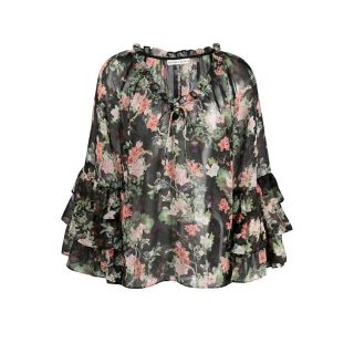 2個以上購入で送料無料 alice+olivia フラワー柄シアーシャツ シルク混