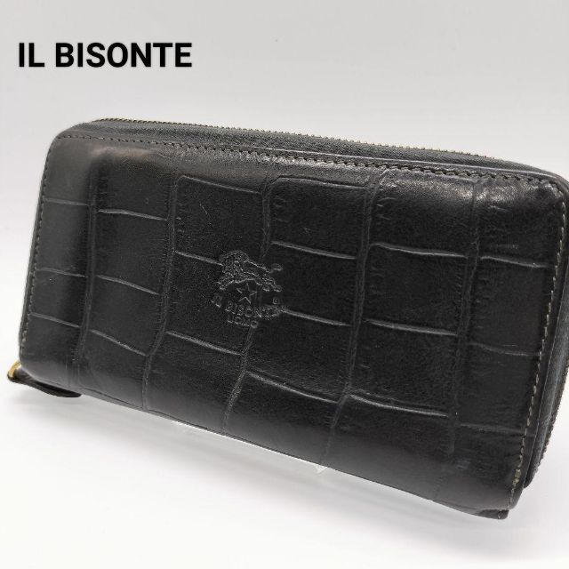 IL BISONTE - 美品✨イルビゾンテ 長財布 ラウンドファスナー クロコ型 