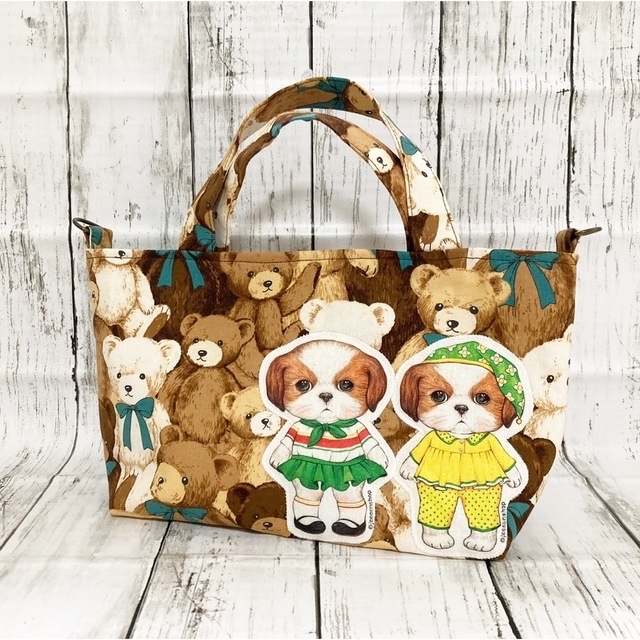 2*アンコ☆トートバッグ ショルダー対応 テディベア シーズー 犬