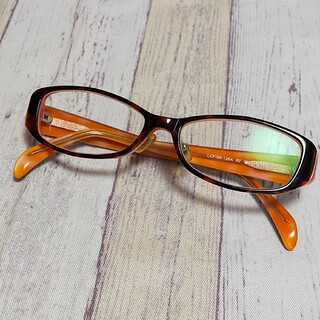 ジンズ(JINS)の【JINS】老眼鏡 マーブル スクエアフレーム オレンジ ＋1.75(サングラス/メガネ)