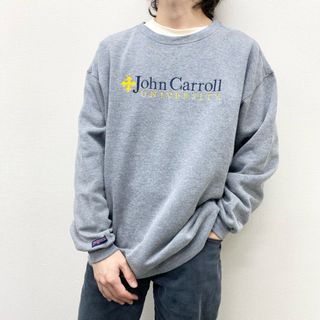 US古着 JANSPORT スウェット シャツ トレーナー John Carroll カレッジ ロゴ 刺繍 長袖 サイズ：Men's L グレー【中古】(スウェット)