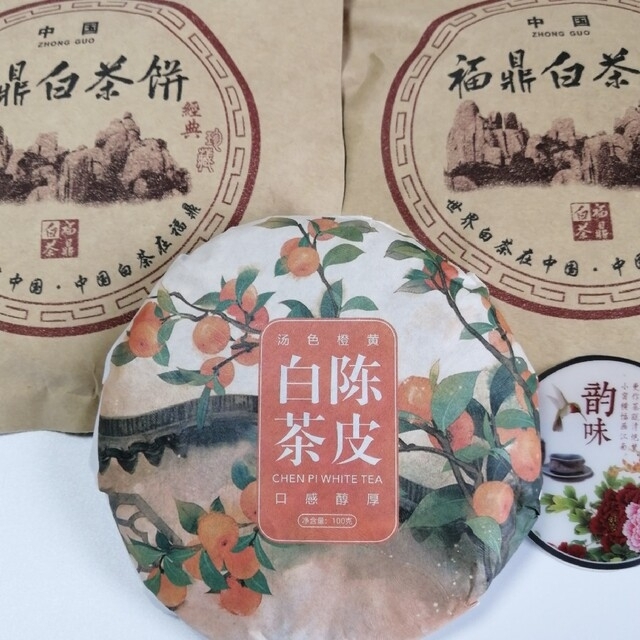 【数量限定】中国餅茶　陳皮白茶100g 　℘とても珍しく美味しいお茶です℘ 食品/飲料/酒の飲料(茶)の商品写真