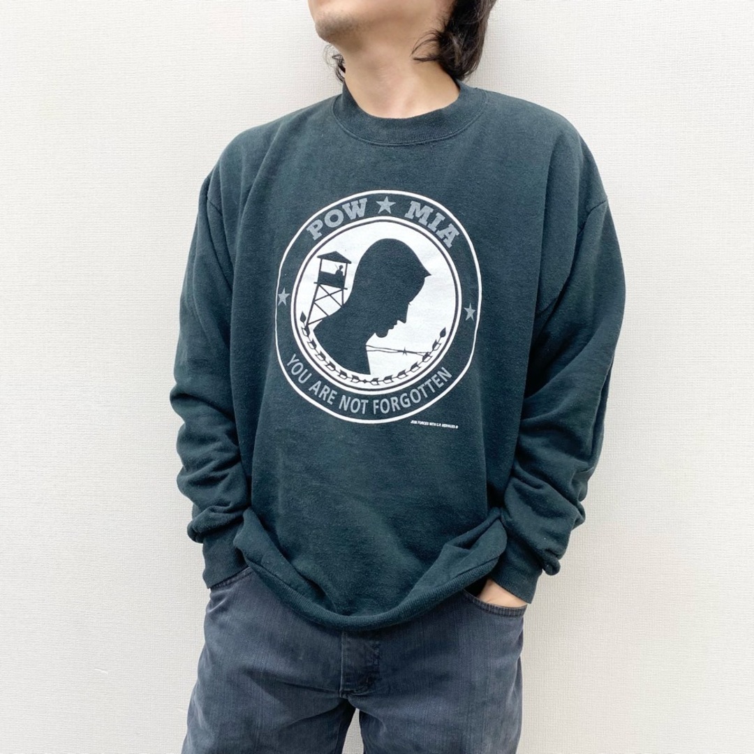 US古着 ジャージーズ JERZEES スウェット シャツ トレーナー POW MIA プリント 長袖 サイズ：Men's L ブラック【中古】 |  フリマアプリ ラクマ