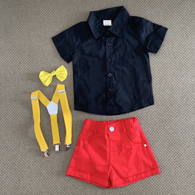 ブラック レッド 110 ミッキーカラー セットアップ 人気 かわいい 派手 キッズ/ベビー/マタニティのキッズ服女の子用(90cm~)(ワンピース)の商品写真