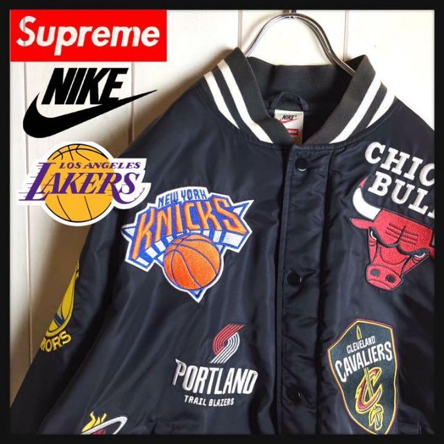 シュプリームNBAボアワッペンジャケットNIKE NIKESupreme 黒Lairjordan