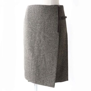 HERMES エルメス スカート カシミヤ100% 裏地 シルク100% 膝丈-