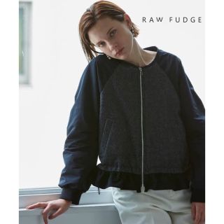 一枚限りです! RAW FUDGE :柄切替シャギーチェックショートコート