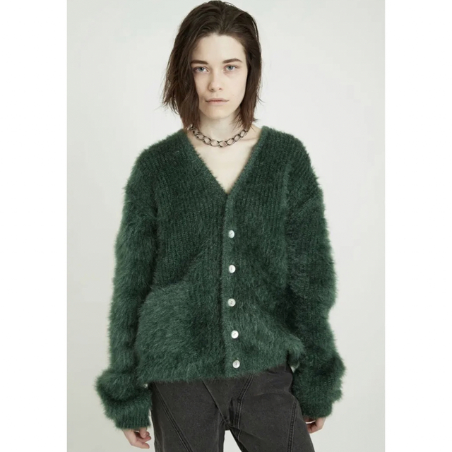 VIVANDA カーディガン グリーンBIG SHAGGY CARDIGAN 特别免费送货 8160