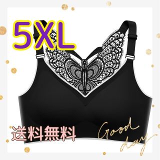 SALE スポーツブラ 5XL ブラック ナイトブラ 大きいサイズ 楽してきれい(ブラ)