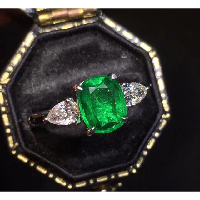 かわいい~!」 ⭐天然 エメラルド ダイヤ リング k18 1.52ct リング
