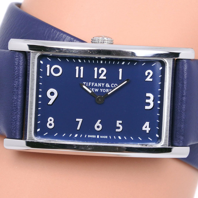 【TIFFANY&Co.】ティファニー イーストウエストミニ 36668694 ステンレススチール×レザー ネイビー クオーツ アナログ表示 レディース ネイビー文字盤 腕時計