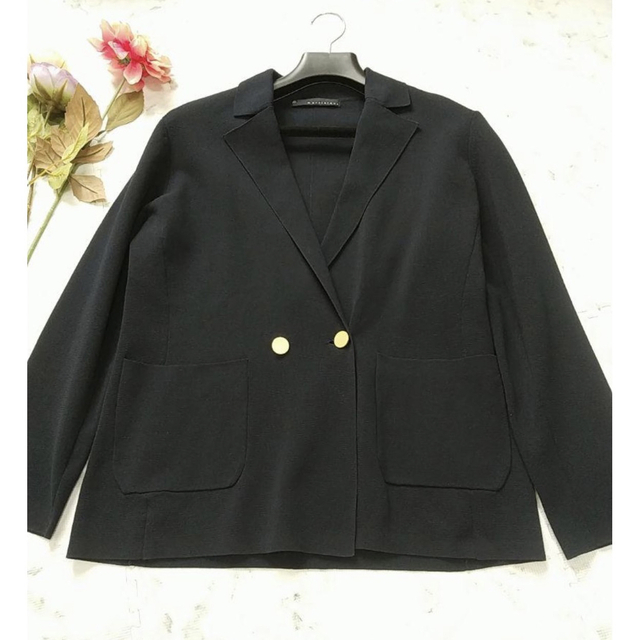 超美品 マルティニーク ニット ジャケット ネイビー-