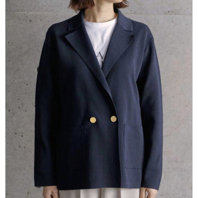 超美品 マルティニーク ニット ジャケット ネイビー-