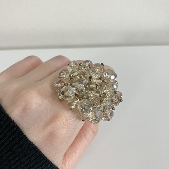 クリスタルビーズ　リング　ハンドメイド ハンドメイドのアクセサリー(リング)の商品写真