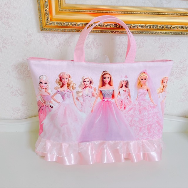 バッグ　レッスンバッグ　バック　バービー　Barbie ハンドメイド　女の子　 ハンドメイドのキッズ/ベビー(バッグ/レッスンバッグ)の商品写真