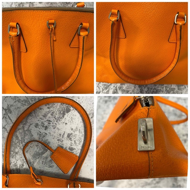 PRADA(プラダ)のPRADA プラダ レザー ハンドバッグ トートバッグ オレンジ レディースのバッグ(ハンドバッグ)の商品写真