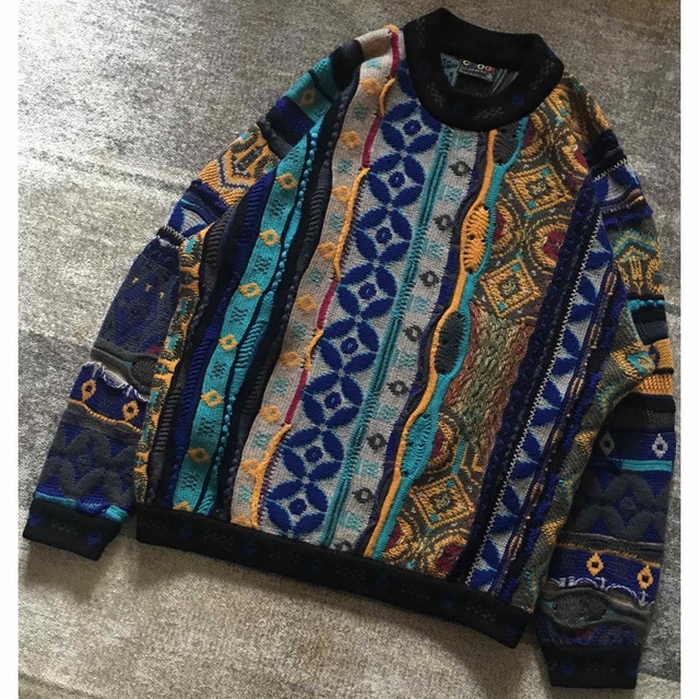 圧巻のデザイン 芸術 90's vintage COOGI ニット セーター L 玄関先迄