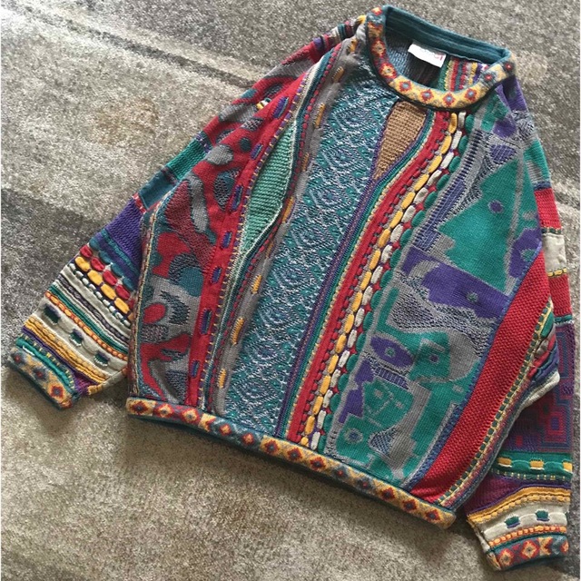 超レア 衝撃の人物柄 芸術 90's COOGI クージー ニット セーター M