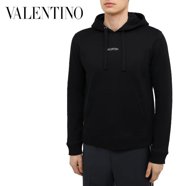 VALENTINO - 4 VALENTINO ブラック  ロゴプリント パーカー size M
