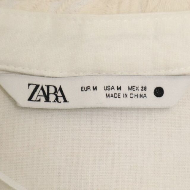 ZARA(ザラ)のザラ 刺繍 ノーカラー ジャケット M ホワイト ZARA レディース 【中古】  【230407】 レディースのジャケット/アウター(ロングコート)の商品写真