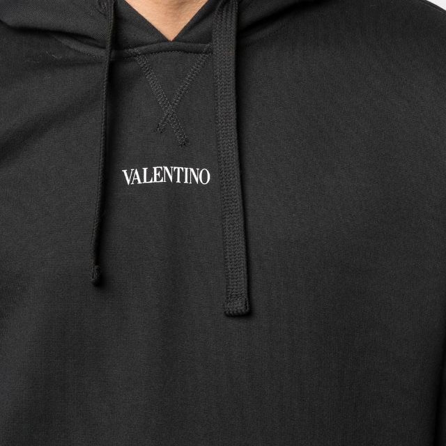 4 VALENTINO ブラック ロゴプリント パーカー size L