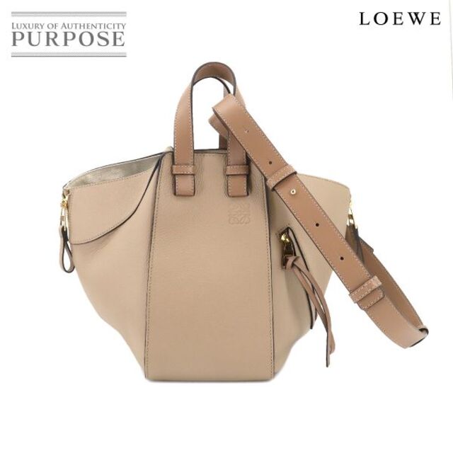 未使用 展示品 ロエベ LOEWE ハンモック スモール 2way ハンド ショルダー バッグ レザー ベージュ  A538S35X51 ゴールド 金具 VLP 90185728２３ｃｍショルダー