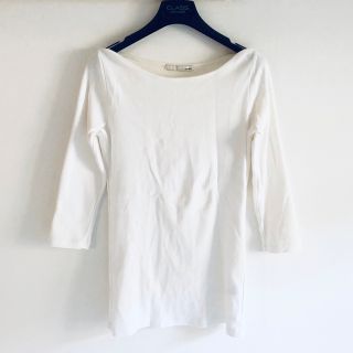 マウジー(moussy)のマウジー　ボートネックカットソー　トップス　白(カットソー(長袖/七分))