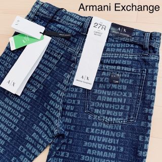 アルマーニエクスチェンジ(ARMANI EXCHANGE)のレア★Armani Exchange US限定ロゴ総柄プリントスリムデニムパンツ(デニム/ジーンズ)