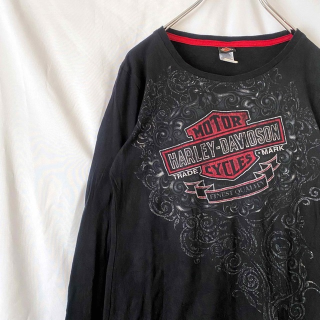 Harley Davidson(ハーレーダビッドソン)の【USA製】ハーレーダッビドソン　ロンT 両面プリント レディースのトップス(Tシャツ(長袖/七分))の商品写真