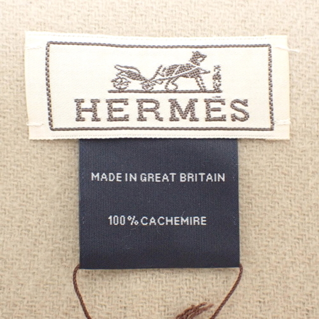 Hermes(エルメス)のエルメス マフラー ロゴ カシミヤ ベージュ 40803000329 レディースのファッション小物(マフラー/ショール)の商品写真