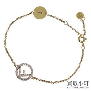 美品☆FENDI フェンディ 8AG7366D エフ イズ フェンディ ラインストーン付き チェーンブレスレット／アクセサリー シルバー 伊製