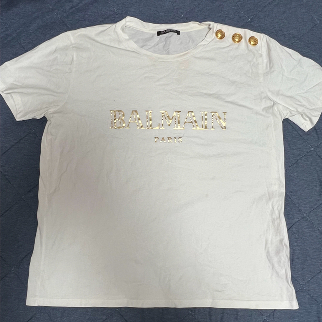 BALMAIN バルマン Tシャツ ゴールドロゴプリント エンブレム 金ボタン