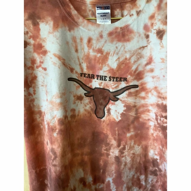 JERZEES(ジャージーズ)の大きいサイズレディース　赤茶色の華やかなタイダイ染めのTシャツ レディースのトップス(Tシャツ(半袖/袖なし))の商品写真