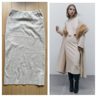 ザラ(ZARA)のZARA今季アイテム Soft skirt ベージュロングスカート(ロングスカート)
