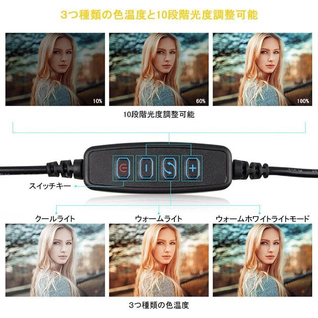 LED撮影用ライト USB照明ライト２packセット 調光可能 10000K スマホ/家電/カメラのカメラ(ストロボ/照明)の商品写真