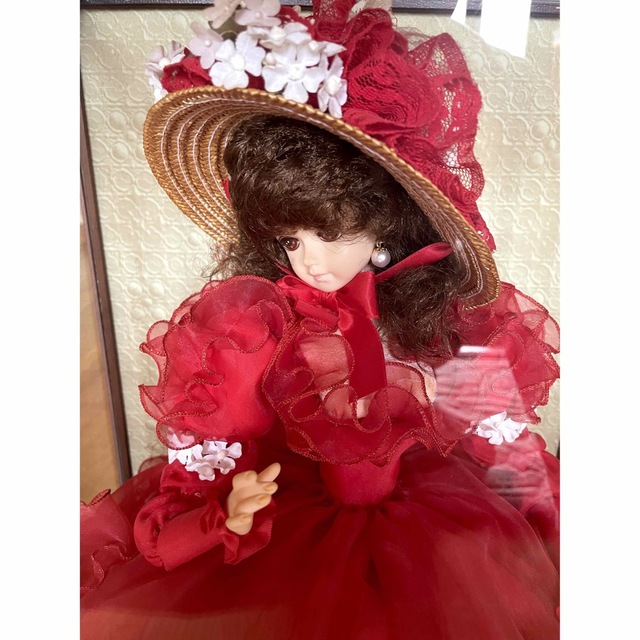 ◆【美品】アンティークフランス人形 専用クリアケース付き ドール ドレス パール