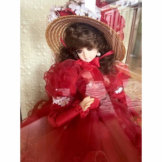 ◆【美品】アンティークフランス人形 専用クリアケース付き ドール ドレス パール(その他)