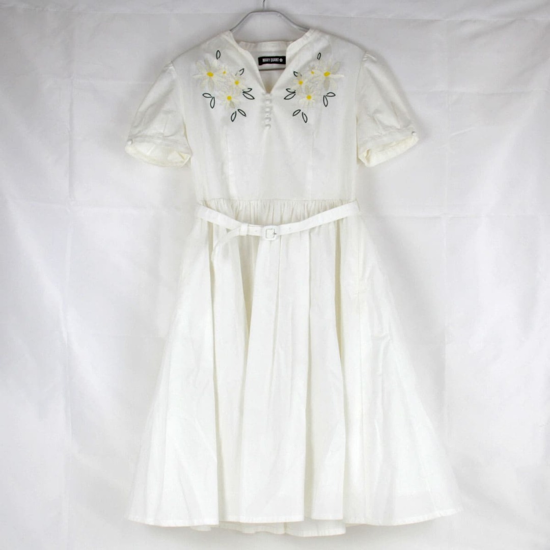 良品『USED』 MARY QUANT マリークヮント 花刺繍 ワンピース コットン/ポリエステル  ホワイト