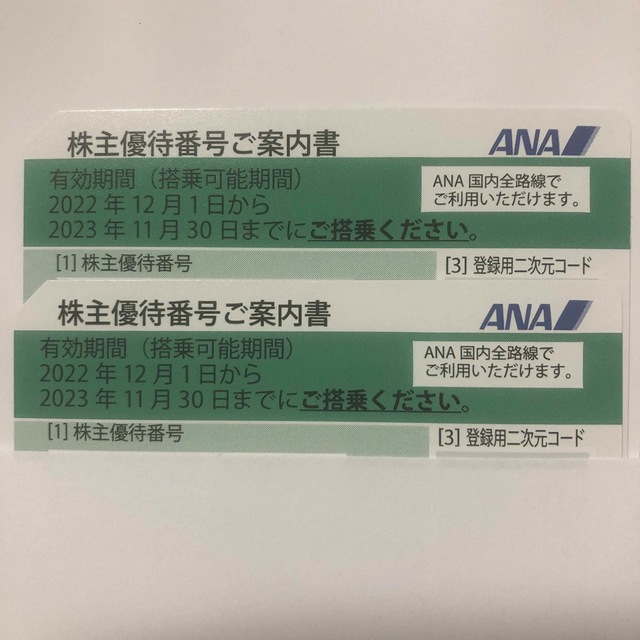 ANA株主優待2枚 チケットの優待券/割引券(その他)の商品写真