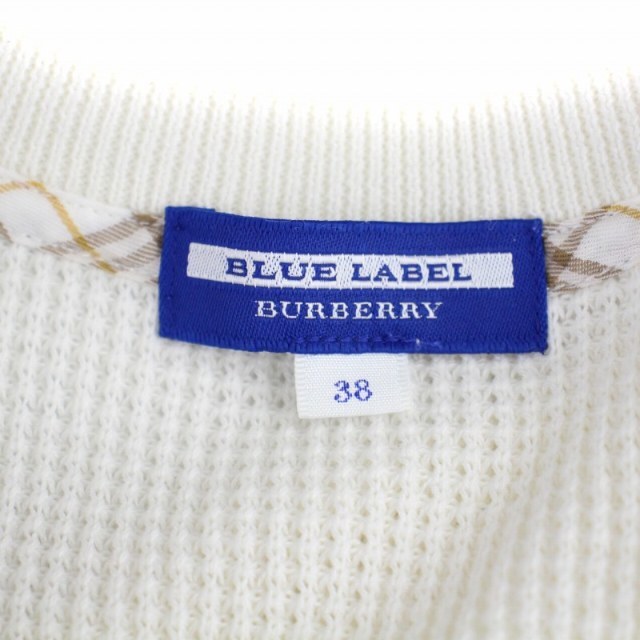 BURBERRY BLUE LABEL(バーバリーブルーレーベル)のバーバリーブルーレーベル ニット カーディガン 長袖 ロゴ刺繍 38 M 白 レディースのトップス(カーディガン)の商品写真