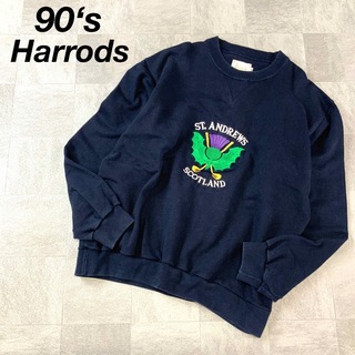 ハロッズ(Harrods)の90‘s ギリシャ製 Harrods ハロッズ 刺繍 vガゼット スウェット(スウェット)