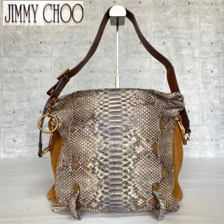A4等級以上 【JIMMY CHOO】パイソン×スウェード ゴールド金具